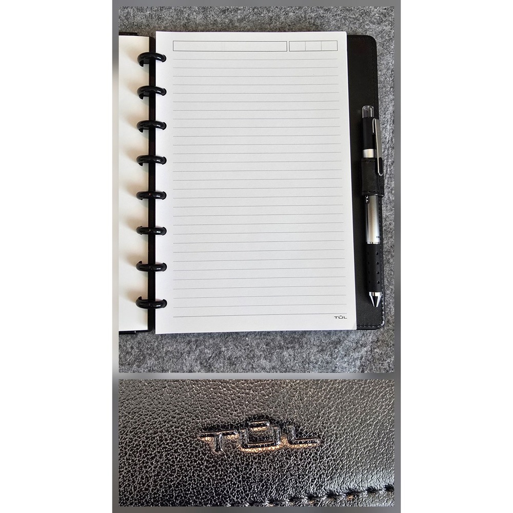TUL Discbound Notebook A5 With Leather Cover Junior Size, 60 Sheets, Black NWOT - Picture 4 of 10